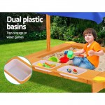 Keezi Outdoor Canopy Sand Pit with Dual Water Bins