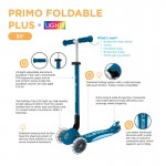 Globber Primo Fold Plus Lights Scooter V2 - Petrol Blue / Light Blue