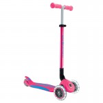 Globber Primo Fold Plus Lights Scooter V2 - Fuchsia Pink / Sky Blue