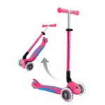 Globber Primo Fold Plus Lights Scooter V2 - Fuchsia Pink / Sky Blue