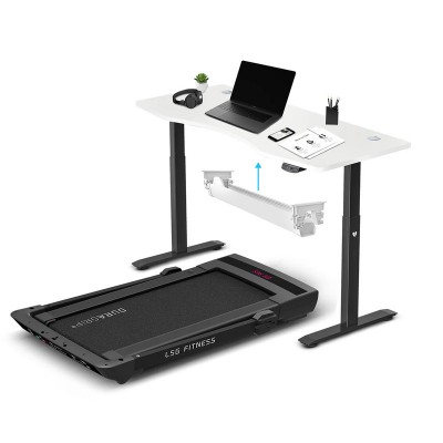 LSG Pacer M5 Treadmill + ErgoDesk Automatic Standing Desk 150cm + Cable Management Tray (White)