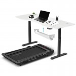 LSG Pacer M5 Treadmill + ErgoDesk Automatic Standing Desk 180cm + Cable Management Tray (White)