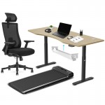 Lifespan Walkingpad™ M2 Treadmill with Ergodesk Automatic Oak Standing Desk 1800mm + Cable Management Tray + DM9 Chair