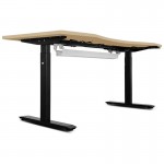 WalkingPad C2 Black with 150cm Dual Motor Automatic Standing Desk in Oak and Cable Management Tray