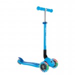 Globber Primo Foldable Lights Scooter - Sky Blue / Navy Blue