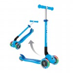 Globber Primo Foldable Lights Scooter - Sky Blue / Navy Blue