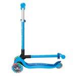 Globber Primo Foldable Lights Scooter - Sky Blue / Navy Blue