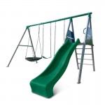 Lifespan Europa Commercial Steel Swing Set with Green Slide