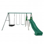 Lifespan Europa Commercial Steel Swing Set with Green Slide