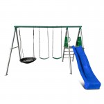 Lifespan Europa Commercial Steel Swing Set with Blue Slide