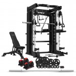 Lifespan CORTEX SM-26 6-in-1 Power Rack with Dual Stack Smith & Cable Machine with 48kg Revolock V2 Adjustable Dumbbells + 100kg Essentials Package