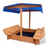 Keezi Wooden Outdoor Canopy Sand Box Set Sand Pit- Natural Wood