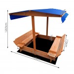 Keezi Wooden Outdoor Canopy Sand Box Set Sand Pit- Natural Wood