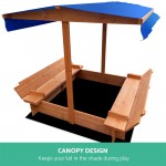 Keezi Wooden Outdoor Canopy Sand Box Set Sand Pit- Natural Wood