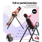 Everfit Gravity Inversion Table Foldable Stretcher Inverter Home Gym Fitness - Black/Red