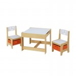 Keezi 3pcs Table and Chairs Set Kids Storage Box Desk - White and Natural