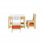 Keezi 3pcs Table and Chairs Set Kids Storage Box Desk - White and Natural