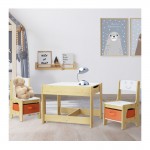 Keezi 3pcs Table and Chairs Set Kids Storage Box Desk - White and Natural