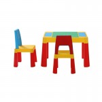 Keezi 3pcs Kids Activity Table and Chairs Set Storage Box Desk - Multicoloured