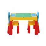 Keezi 3pcs Kids Activity Table and Chairs Set Storage Box Desk - Multicoloured