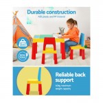 Keezi 3pcs Kids Activity Table and Chairs Set Storage Box Desk - Multicoloured